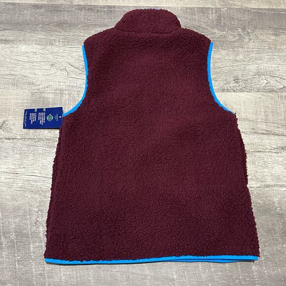 Champion NEW Reversible Cozy Sherpa Vest Womens S Dark Berry Full Zip Pockets - Picture 5 of 12